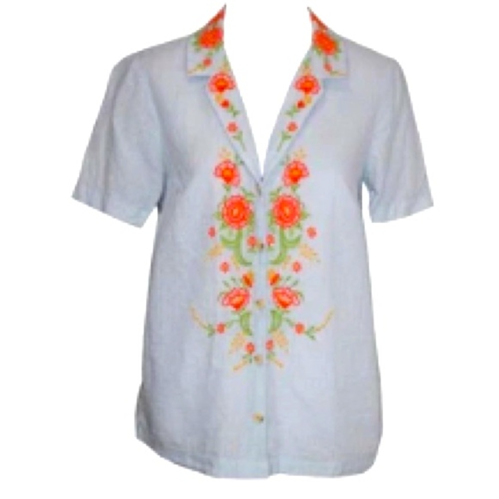 Maeve Embroidered Floral Button-Up Shirt